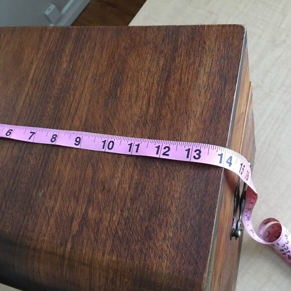 Vintage Large Storage Box Solid Hardwood Lid/Lock/Key Brass Hardware | 14x13x10 - Picture 6 of 11